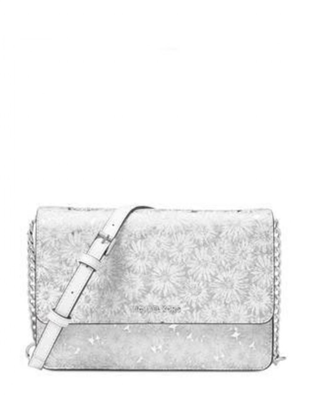 MICHAEL Michael Kors White Floral-Embossed Crossbody Bag with Chain Strap